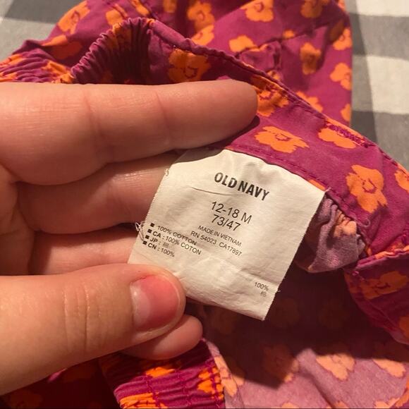 Old Navy Baby Girls’ Shorts Size 12-18 Months Floral Pink & Orange - Picture 4 of 5